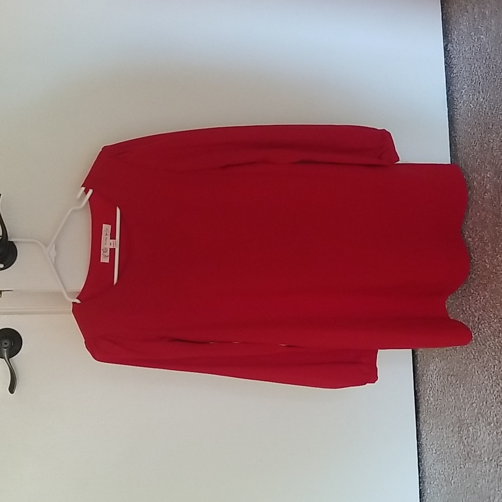 Red Long Sleeve Shift Dress